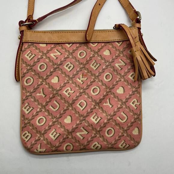 Dooney & Bourke Women's Leather Pink Tan Heart Valentines Crossbody Bag - Picture 2 of 11